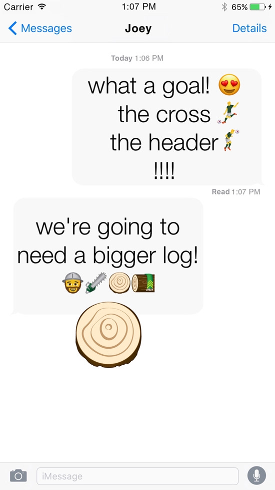 Timbers iOS Screenshot Message